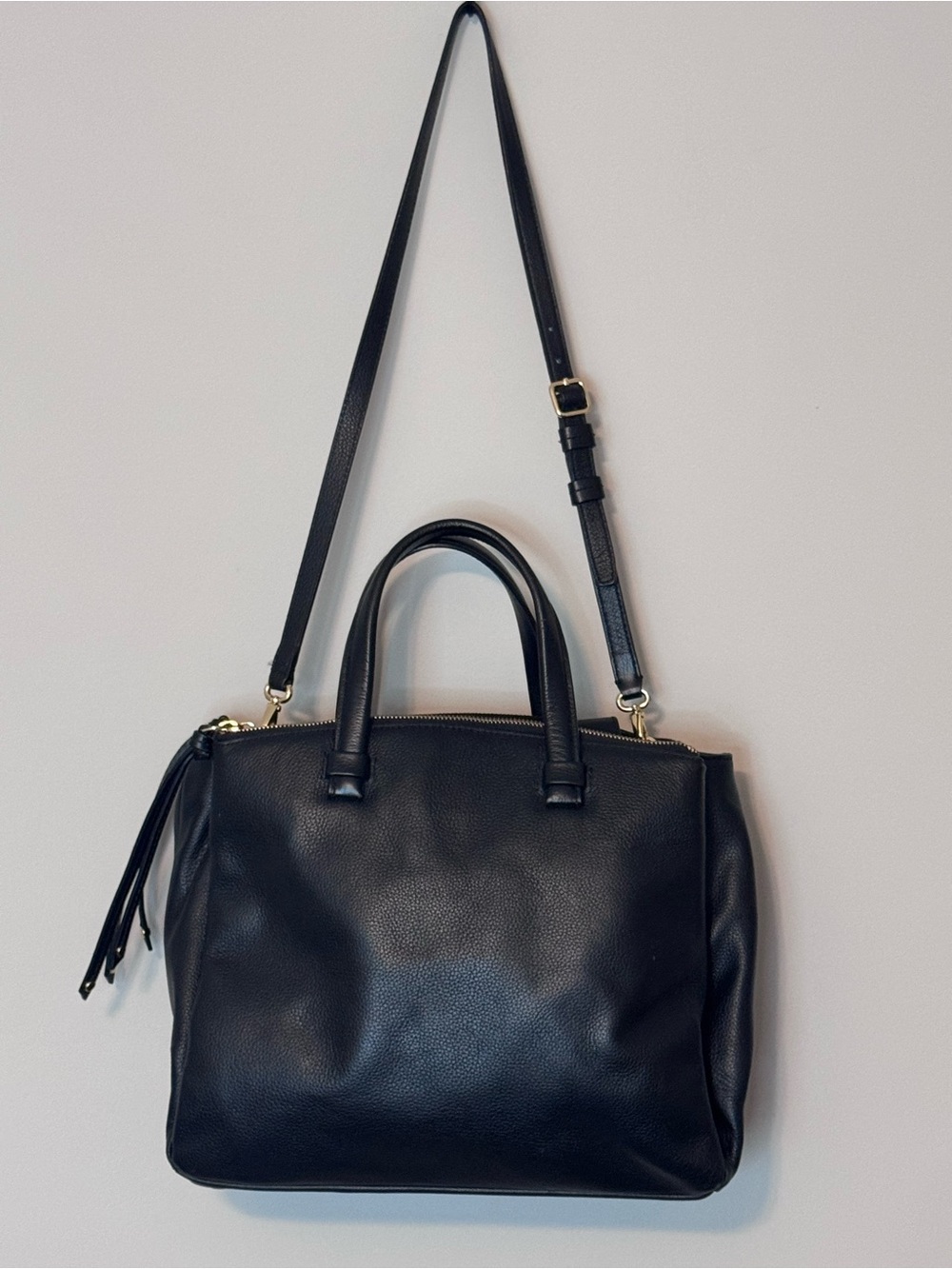 Banana Republic Hartford Black Leather Satchel Crossbody Bag